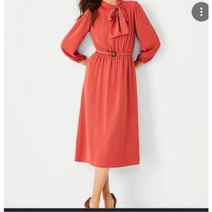 ANN TAYLOR
Tie Neck Belted Midi Dress In Faded Rust